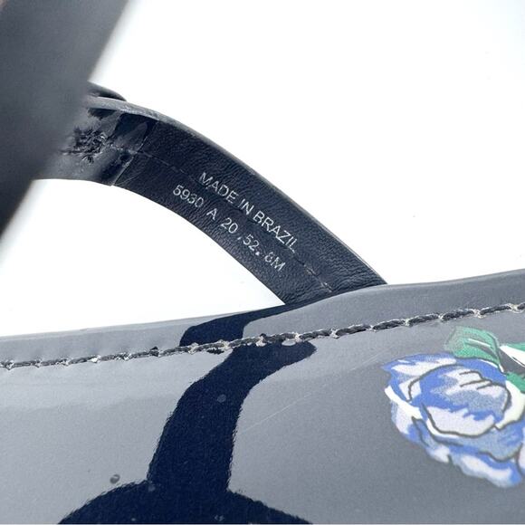 Tory Burch Miller Navy Floral Patent Leather Sandals Size 8 – Tea Rose Print - Picture 8 of 10